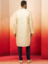 Men's Cream Embroidered Kurta with Navy Blue Churidar
